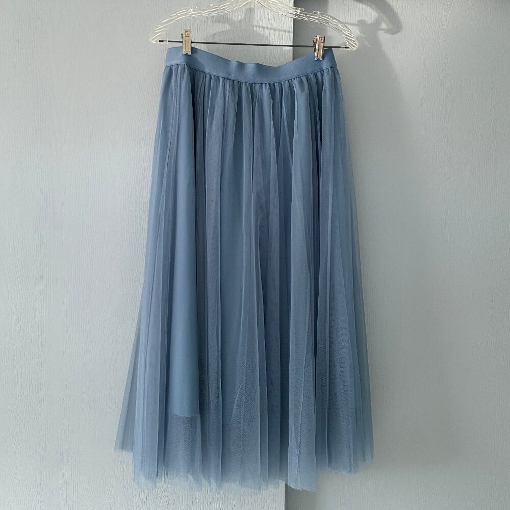 Knee length tulle stormy blue skirt